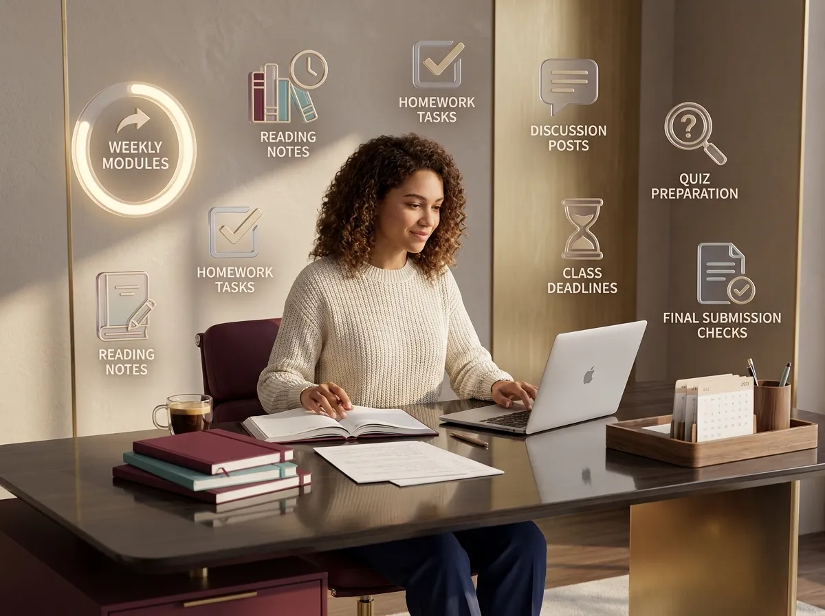 online class study planning and weekly task support